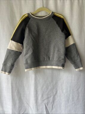 Hanna Andersson Grey Crewneck Sweatshirt with Black and Yellow Stripes 4T